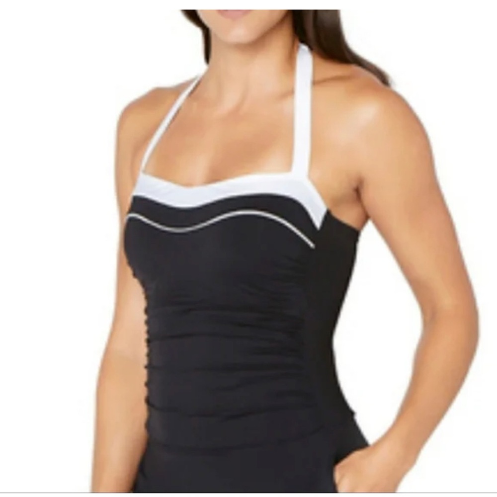 Nautical Black and White One Piece Tankini XL